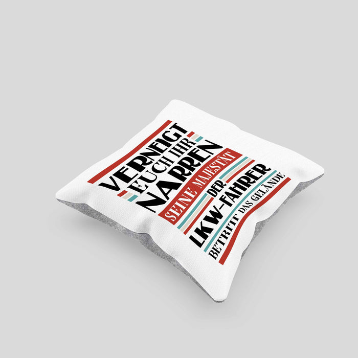 LKW Fahrer Geschenk Kissen mit Füllung 40x40 Geschenke Zubehör Lustig Mann Lkwfahrer Geschenkidee Kissen mit Füllung 40x40 mit Spruch (Grau) Grau Trendation