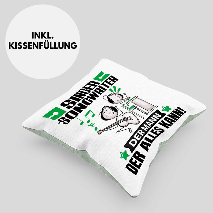 Singer-Songwriter Kissen mit Füllung 40x40 Geschenk für Singer-Songwriter Der Mann Der Alles Kann Geschenkidee zum Geburtstag (Grau) Grün Trendation