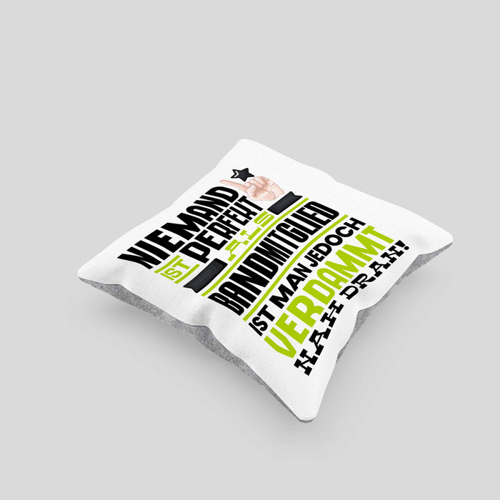 Bandmitglied Geschenk Kissen mit Füllung 40x40 Lustige Geschenkidee für Bandmitglied Geburtstag Niemand Ist Perfekt Aber Als Bandmitglied Ist Man Nah Dran (Grau) Grau Trendation