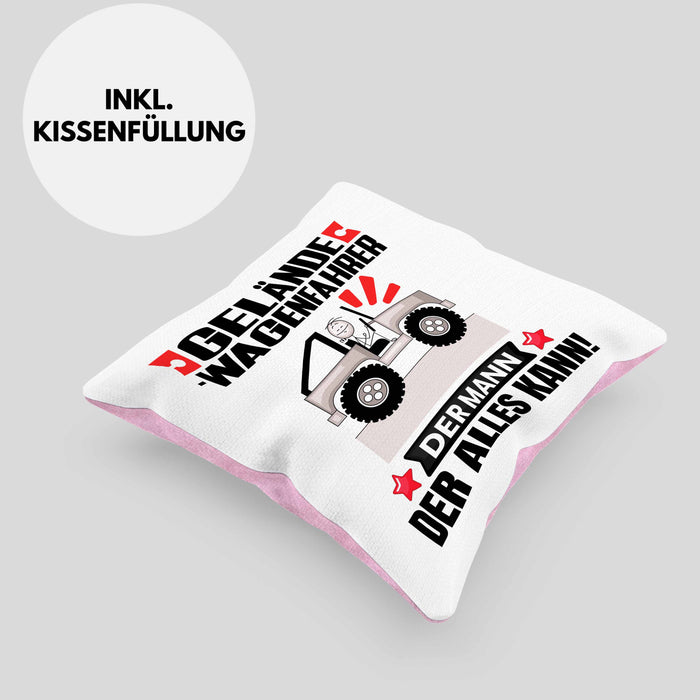 Geländewagenfahrer Kissen mit Füllung 40x40 Geschenk für Geländewagenfahrer Der Mann Der Alles Kann Geschenkidee zum Geburtstag (Grau) Rosa Trendation