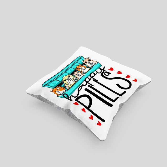 Lustiges Geschenk für Hamsterliebhaber: "Happy Pills" Kissen mit Füllung 40x40 Hamster Besitzer Grafik Züchter (Grau) Grau Trendation