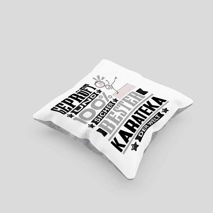 Karateka Geschenk Lustiger Spruch für Karateka Geschenkidee Bester Karateka Der WeltKissen mit Füllung 40x40 (Grau) Grau Trendation