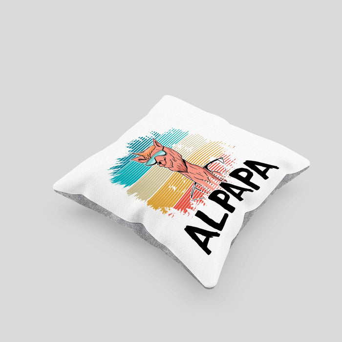 Vater Papa Kissen mit Füllung 40x40 Gschenk Alpaka Llama Alpapa Geschenkidee Spruch für Vater zum Vatertag (Grau) Grau Trendation