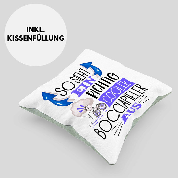 So Sieht Ein Richtig Cooler Bocciapieler Aus Geschenk Kissen mit Füllung 40x40 Lustiger Spruch Geschenkidee (Grau) Grün Trendation