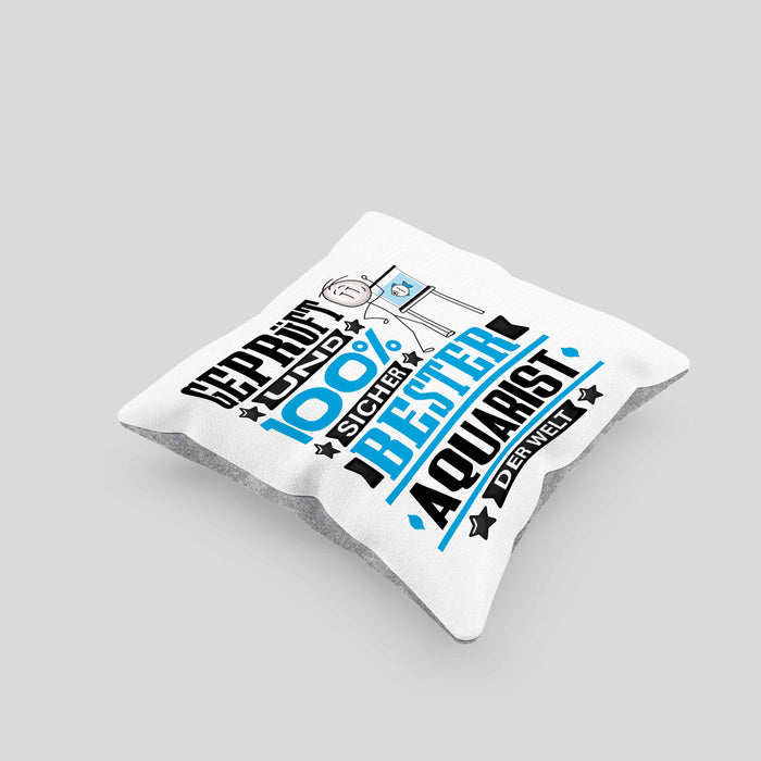 Aquarist Geschenk Lustiger Spruch für Aquarist Geschenkidee Bester Aquarist Der WeltKissen mit Füllung 40x40 (Grau) Grau Trendation