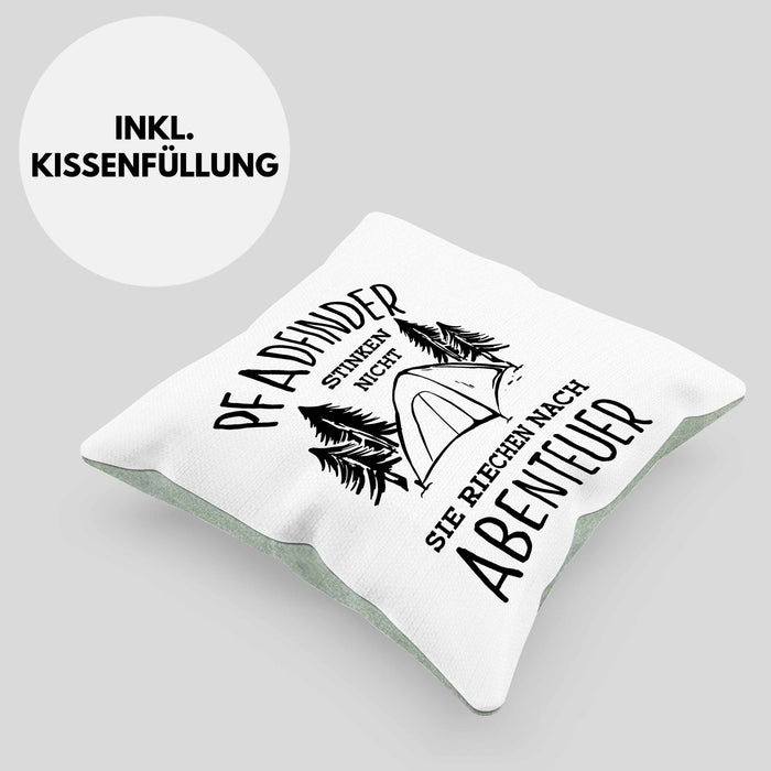 Pfadfinder Kissen mit Füllung 40x40 Geschenk Lustige Geschenkidee Für Pfadfinder Stinken Nicht Sie Riechen Nach Abenteuer (Grau) Grün Trendation