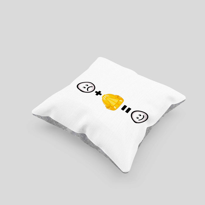 Baustelle Kissen mit Füllung 40x40 Geschenkidee für Bauarbeiter Geburtstag Lustiges Geschenk :( + Sicherheitshelm = :) (Grau) Grau Trendation