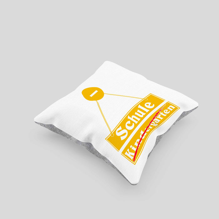 Einschulung Kissen mit Füllung 40x40 Geschenk für Jungs Jungen 1. Schultag Grundschule (Grau) Grau Trendation