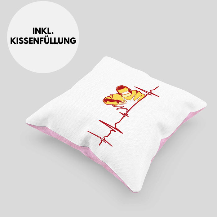 Schweißen Kissen mit Füllung 40x40 Geschenk Schmied Schweißer Geschenkidee Grafik Herzschlag Metallbauer (Grau) Rosa Trendation