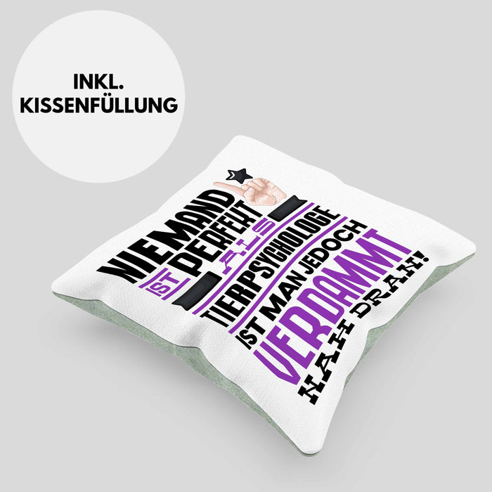 Tierpsychologe Geschenk Kissen mit Füllung 40x40 Lustige Geschenkidee für Tierpsychologe Geburtstag Niemand Ist Perfekt Aber Als Tierpsychologe Ist Man Nah Dran (Grau) Grün Trendation