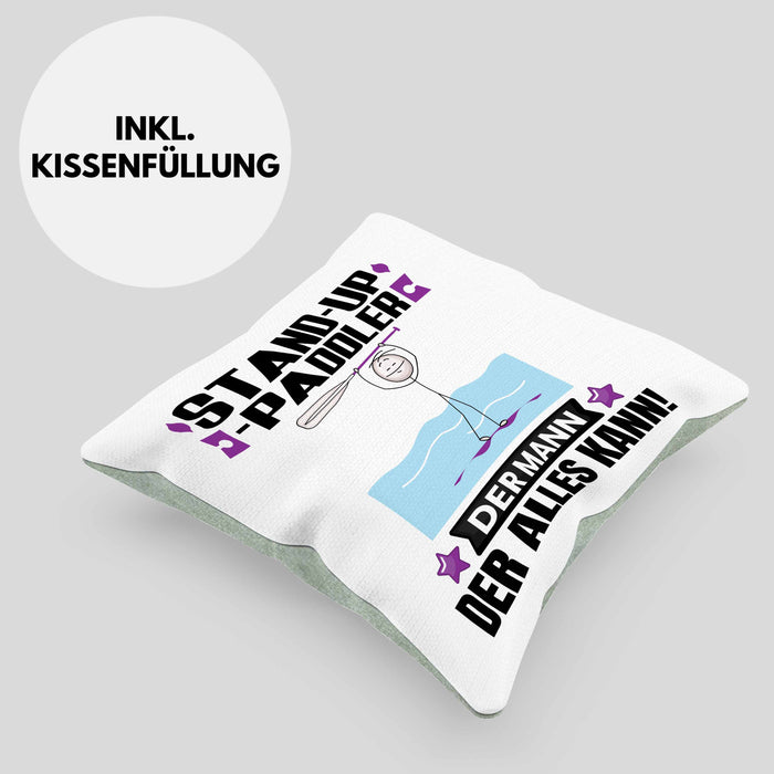 Stand-Up-Paddler Kissen mit Füllung 40x40 Geschenk für Stand-Up-Paddler Der Mann Der Alles Kann Geschenkidee zum Geburtstag (Grau) Grün Trendation