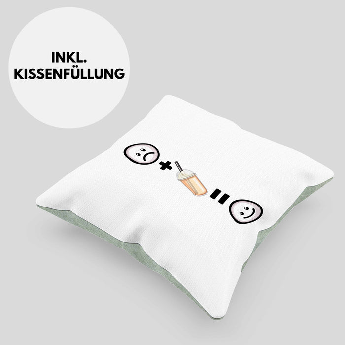 Pumpkin-Spice Kissen mit Füllung 40x40 Geschenk für Pumpkinspice Liebhaber Lustige Geschenkidee :( + Pumpkinspice = :) Geburtstag (Grau) Grün Trendation