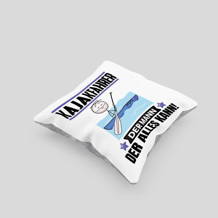 Kajakfahrer Kissen mit Füllung 40x40 Geschenk für Kajakfahrer Der Mann Der Alles Kann Geschenkidee zum Geburtstag (Grau) Grau Trendation
