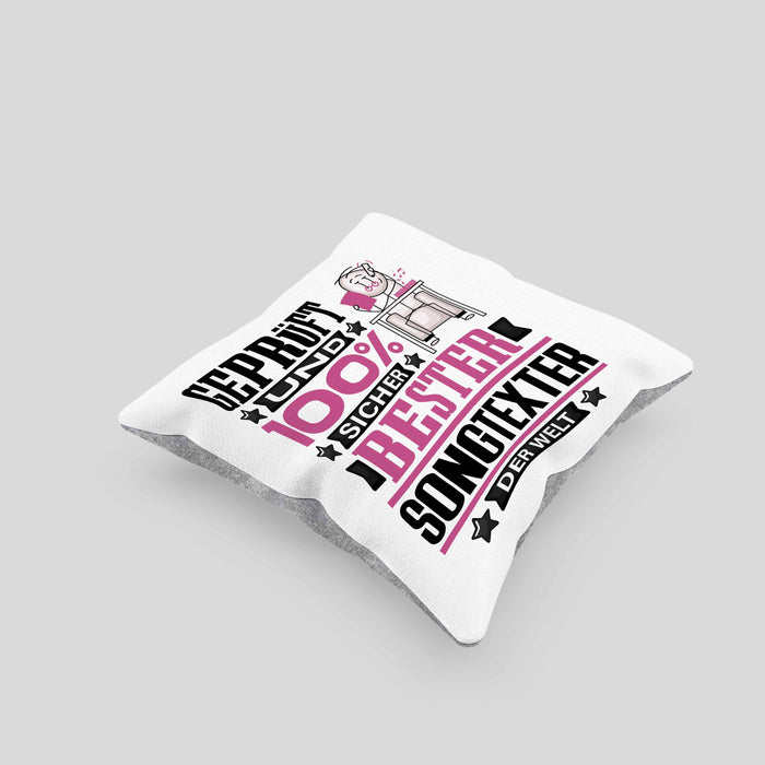 Songtexter Geschenk Lustiger Spruch für Songtexter Geschenkidee Bester Songtexter Der WeltKissen mit Füllung 40x40 (Grau) Grau Trendation