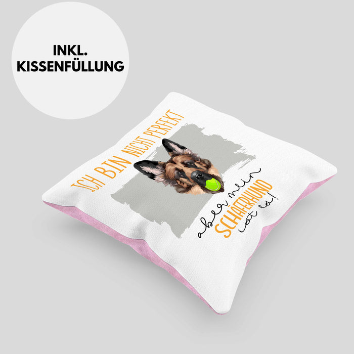 Schäferhund Besitzer Kissen mit Füllung 40x40 Geschenk Lustiger Spruch Geschenkidee Besitzerin Ich Bin Nicht toll Aber Mein Schäferhund Ist Es (Grau) Rosa Trendation