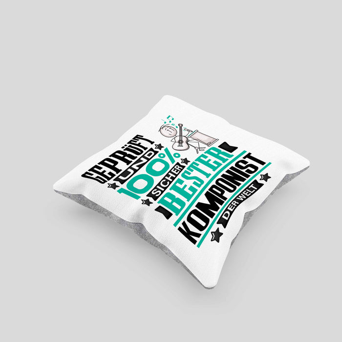 Komponist Geschenk Lustiger Spruch für Komponist Geschenkidee Bester Komponist Der WeltKissen mit Füllung 40x40 (Grau) Grau Trendation