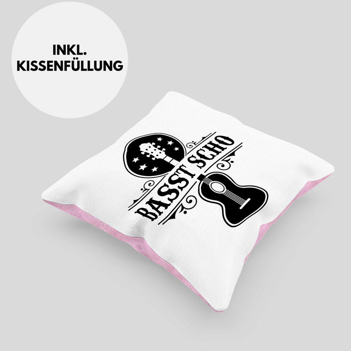 Bassist Kissen mit Füllung 40x40 Geschenk Bass-Spieler Geschenkidee Basst Scho Spruch (Grau) Rosa Trendation
