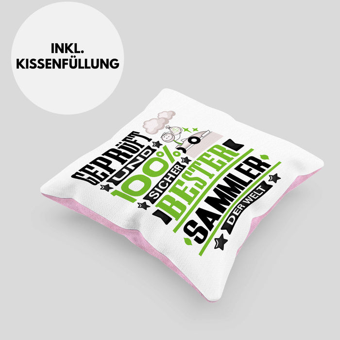 Sammler Geschenk Lustiger Spruch für Sammler Geschenkidee Bester Sammler Der WeltKissen mit Füllung 40x40 (Grau) Rosa Trendation