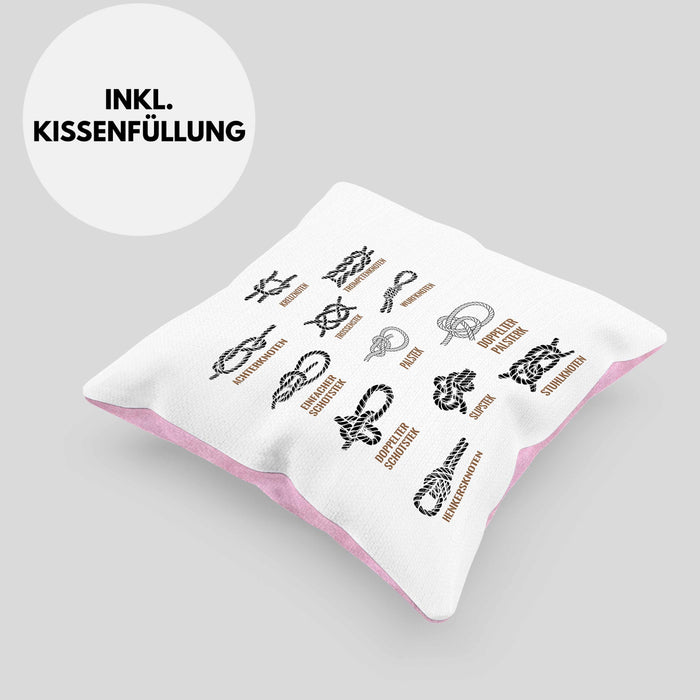 Seemannsknoten Kissen mit Füllung 40x40 Geschenk Segeln und Motorboot Arten Von Knoten (Grau) Rosa Trendation