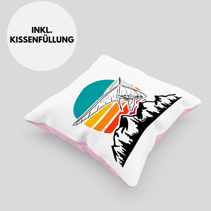 Kissen mit Füllung 40x40 Drachenflieger-Grafik Geschenk Drachenfliegen Drachenflieger Hängegleiter (Grau) Rosa Trendation