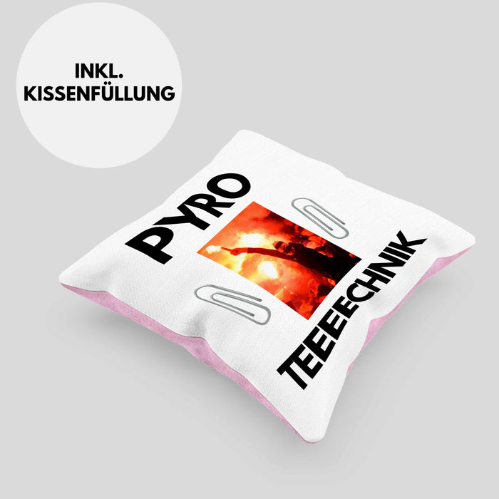 Pyrotechnik Kissen mit Füllung 40x40 Geschenk Pyrotechnik Ist Doch Kein Verbrechen Meme Joke (Grau) Rosa Trendation