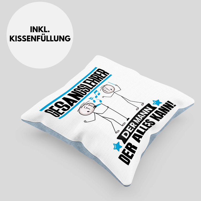 Gesangslehrer Kissen mit Füllung 40x40 Geschenk für Gesangslehrer Der Mann Der Alles Kann Geschenkidee zum Geburtstag (Grau) Blau Trendation