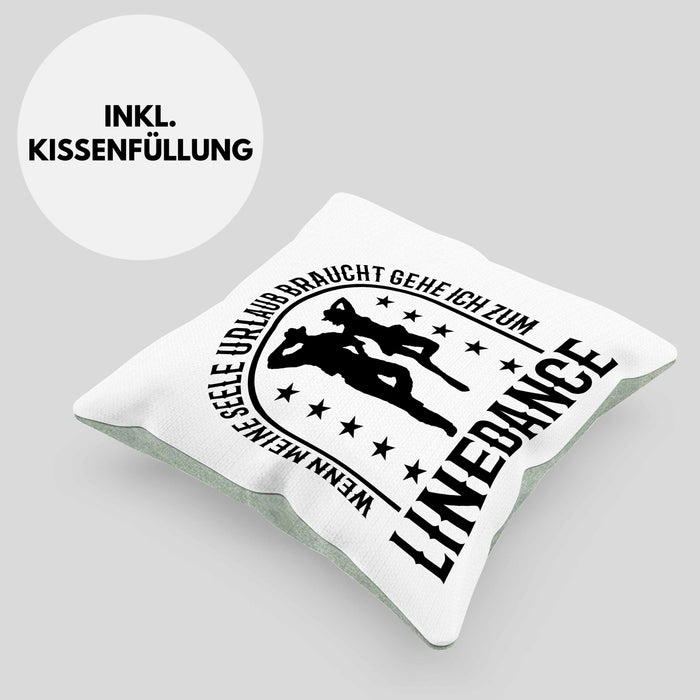 Lustige Kissen mit Füllung 40x40 für Line Dance Fans Spruch Line Dance Tänzerin (Grau) Grün Trendation