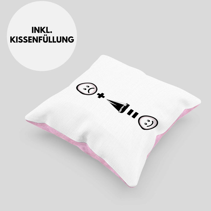Segeln Kissen mit Füllung 40x40 Geschenk für Segler Windsegeln Boot :( + Segeln = :) Lustige Geschenkidee Geburtstag (Grau) Rosa Trendation