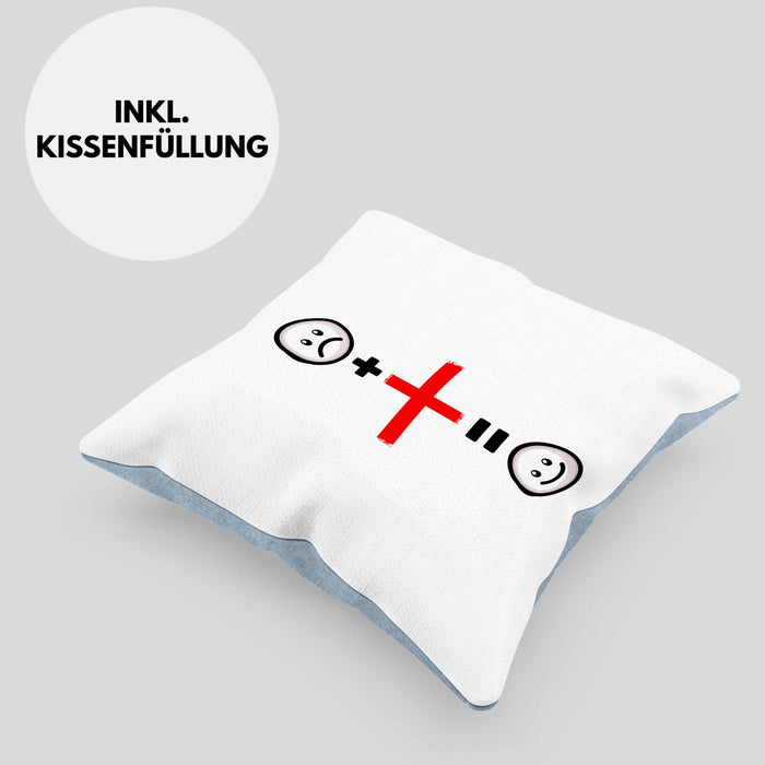 Bologna Italien Kissen mit Füllung 40x40 Geschenk für Bologna Urlauber Lustige Geschenkidee :( + Bologna = :) Geburtstag (Grau) Blau Trendation
