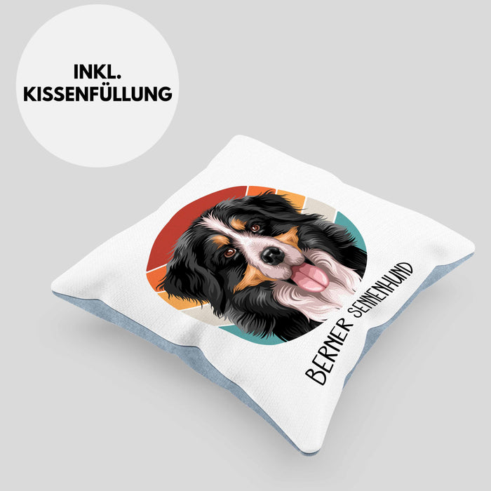 Berner Sennen Besitzer Kissen mit Füllung 40x40 Geschenk Lustiger Spruch Geschenkidee Berner Sennen Mama Papa (Grau) Blau Trendation