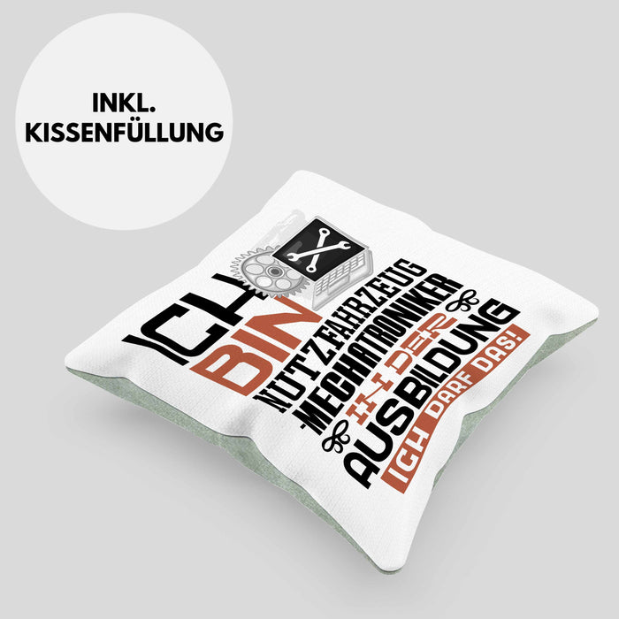 Nutzfahrzeugmechatroniker Ausbildung Kissen mit Füllung 40x40 Geschenk Ich Bin Nutzfahrzeugmechatroniker In Der Ausbildung Ich Darf Das Geschenkidee Spruch (Grau) Grün Trendation