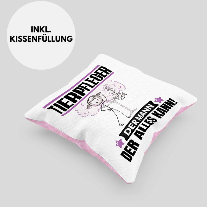 Tierpfleger Kissen mit Füllung 40x40 Geschenk für Tierpfleger Der Mann Der Alles Kann Geschenkidee zum Geburtstag (Grau) Rosa Trendation