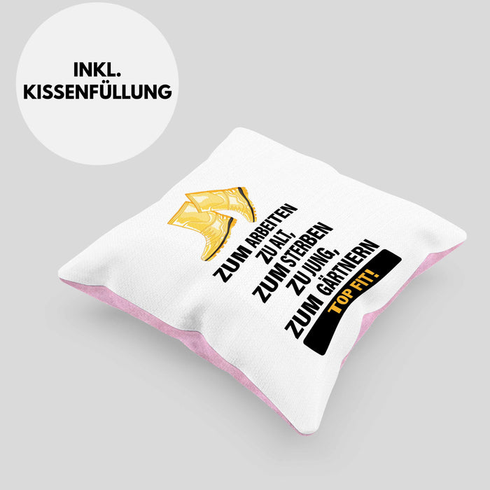 Gärtner Kissen mit Füllung 40x40 mit Spruch Garten Hobbygärtner Gärtner Geschenk Lustig Gärtnerin Geschenkidee (Grau) Rosa Trendation