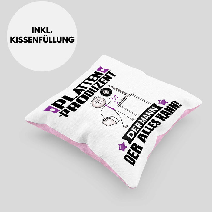 Plattenproduzent Kissen mit Füllung 40x40 Geschenk für Plattenproduzent Der Mann Der Alles Kann Geschenkidee zum Geburtstag (Grau) Rosa Trendation