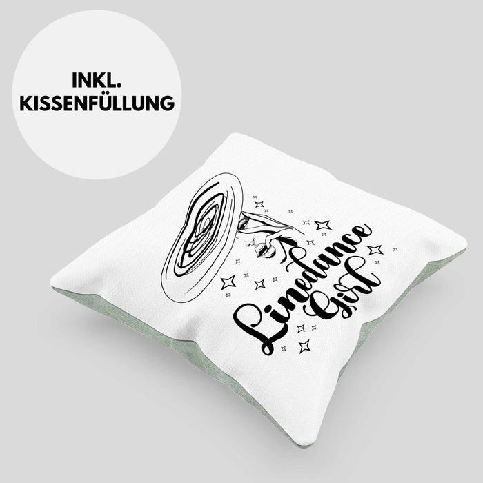 Linedance Geschenke Girl Kissen mit Füllung 40x40 Geschenkidee Spruch Line Dance Frauen Sprüche (Grau) Grün Trendation