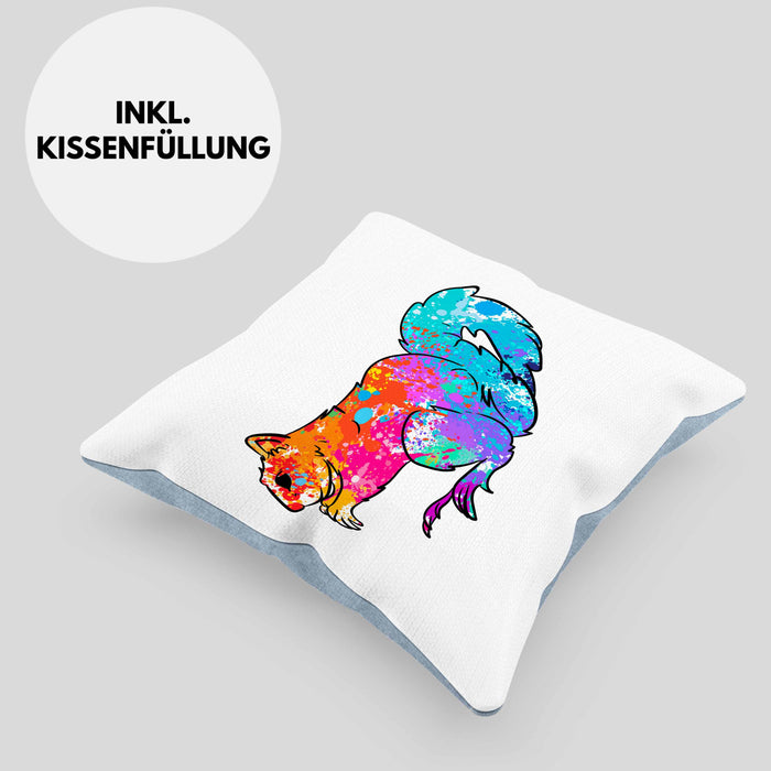 Bunte Eichhörnchen Kissen mit Füllung 40x40 Geschenk für Natur- und Tierwohlhaber (Grau) Blau Trendation