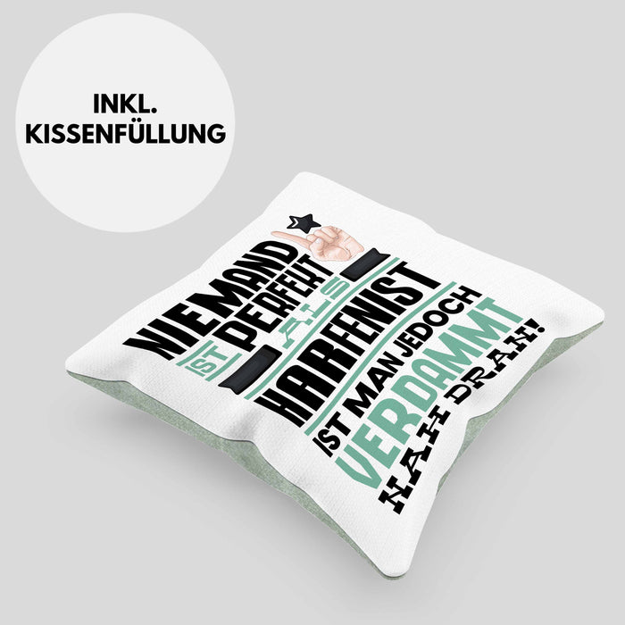 Harfenist Geschenk Kissen mit Füllung 40x40 Lustige Geschenkidee für Harfenist Geburtstag Niemand Ist Perfekt Aber Als Harfenist Ist Man Nah Dran (Grau) Grün Trendation