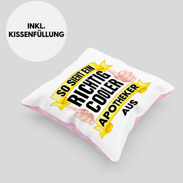 Apotheker Kissen mit Füllung 40x40 Geschenk Spruch Pharmazie Lustig (Grau) Rosa Trendation