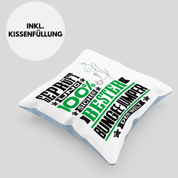 Bungee-Jumper Geschenk Lustiger Spruch für Bungee-Jumper Geschenkidee Bester Bungee-Jumper Der WeltKissen mit Füllung 40x40 (Grau) Blau Trendation