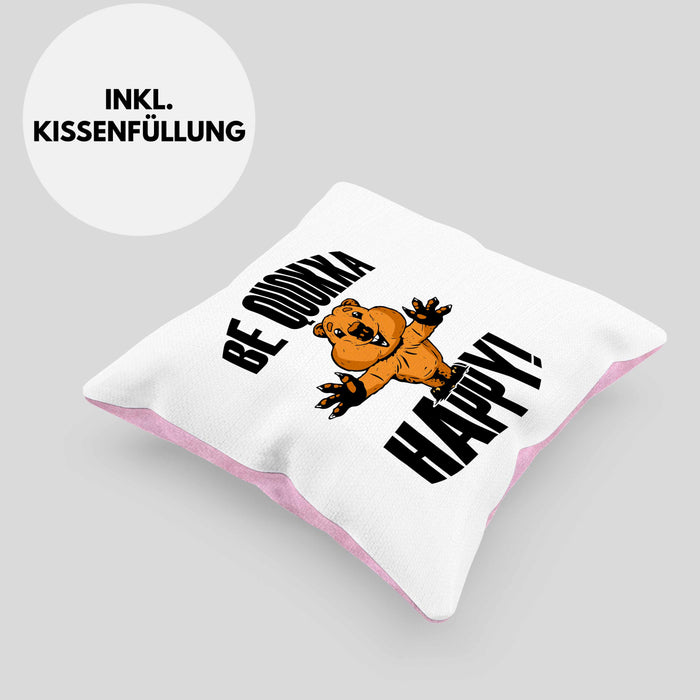 Lustige Kissen mit Füllung 40x40 Quokka-Motiv Geschenk für Quokka Liebhaber Be Quokka Happy (Grau) Rosa Trendation