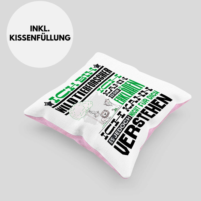 Wildtierforscher Geschenk Kaffee-Kissen mit Füllung 40x40 Geschenkidee für Wildtierforscher Ich Bin Wildtierforscher Ich Kann Es Dir Erklären Jedoch Nicht Für Dich Verstehen Spruch Lustig (Grau) Rosa Trendation