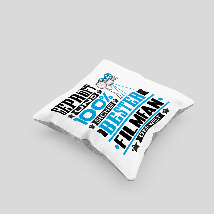 Filmfan Geschenk Lustiger Spruch für Filmfan Geschenkidee Bester Filmfan Der WeltKissen mit Füllung 40x40 (Grau) Grau Trendation