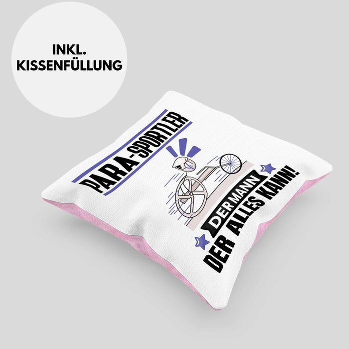 Para-Sportler Kissen mit Füllung 40x40 Geschenk für Para-Sportler Der Mann Der Alles Kann Geschenkidee zum Geburtstag (Grau) Rosa Trendation