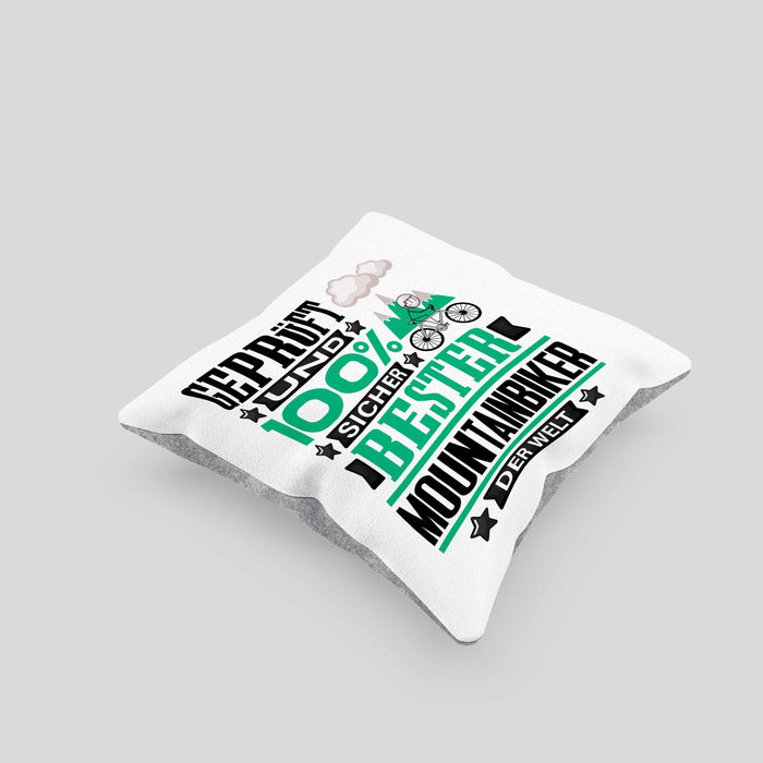 Mountainbiker Geschenk Lustiger Spruch für Mountainbiker Geschenkidee Bester Mountainbiker Der WeltKissen mit Füllung 40x40 (Grau) Grau Trendation