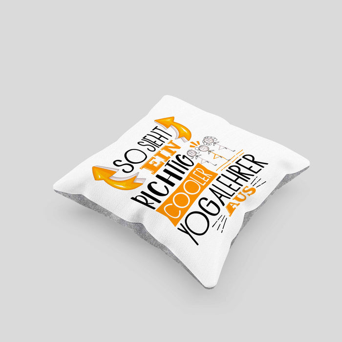 So Sieht Ein Richtig Cooler Yogalehrer Aus Geschenk Kissen mit Füllung 40x40 Lustiger Spruch Geschenkidee (Grau) Grau Trendation