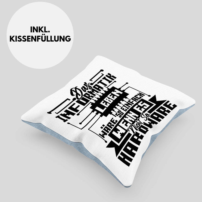 Informatiker Geschenk Kissen mit Füllung 40x40 Programmierer Coder Hardware Informatik IT (Grau) Blau Trendation