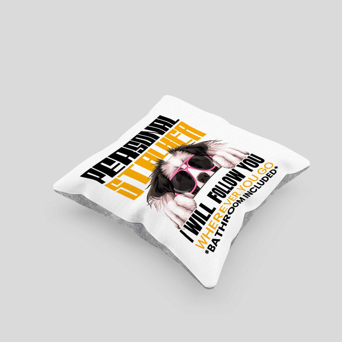 Border Collies Besitzerin Kissen mit Füllung 40x40 Geschenk Lustiger Spruch Geschenkidee Personal Stalker (Grau) Grau Trendation