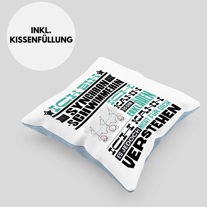 Synchronschwimmerin Geschenk Kaffee-Kissen mit Füllung 40x40 Geschenkidee für Synchronschwimmerin Ich Bin Synchronschwimmerin Ich Kann Es Dir Erklären Jedoch Nicht Für Dich Verstehen Spruch Lustig (Grau) Blau Trendation