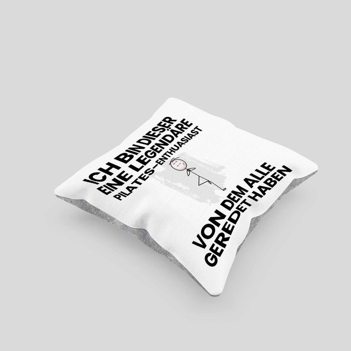 Pilates-Enthusiast Geschenk Kissen mit Füllung 40x40 Lustige Geschenkidee Geburtstag für Pilates-Enthusiast Ich Bin Dieser Legendäre Pilates-Enthusiast Von Dem Alle Geredet Haben (Grau) Grau Trendation