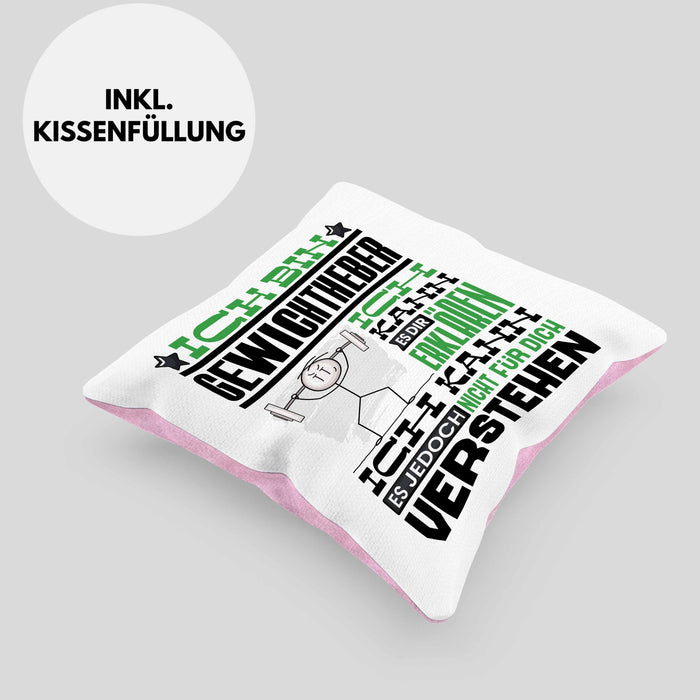 Gewichtheber Geschenk Kaffee-Kissen mit Füllung 40x40 Geschenkidee für Gewichtheber Ich Bin Gewichtheber Ich Kann Es Dir Erklären Jedoch Nicht Für Dich Verstehen Spruch Lustig (Grau) Rosa Trendation